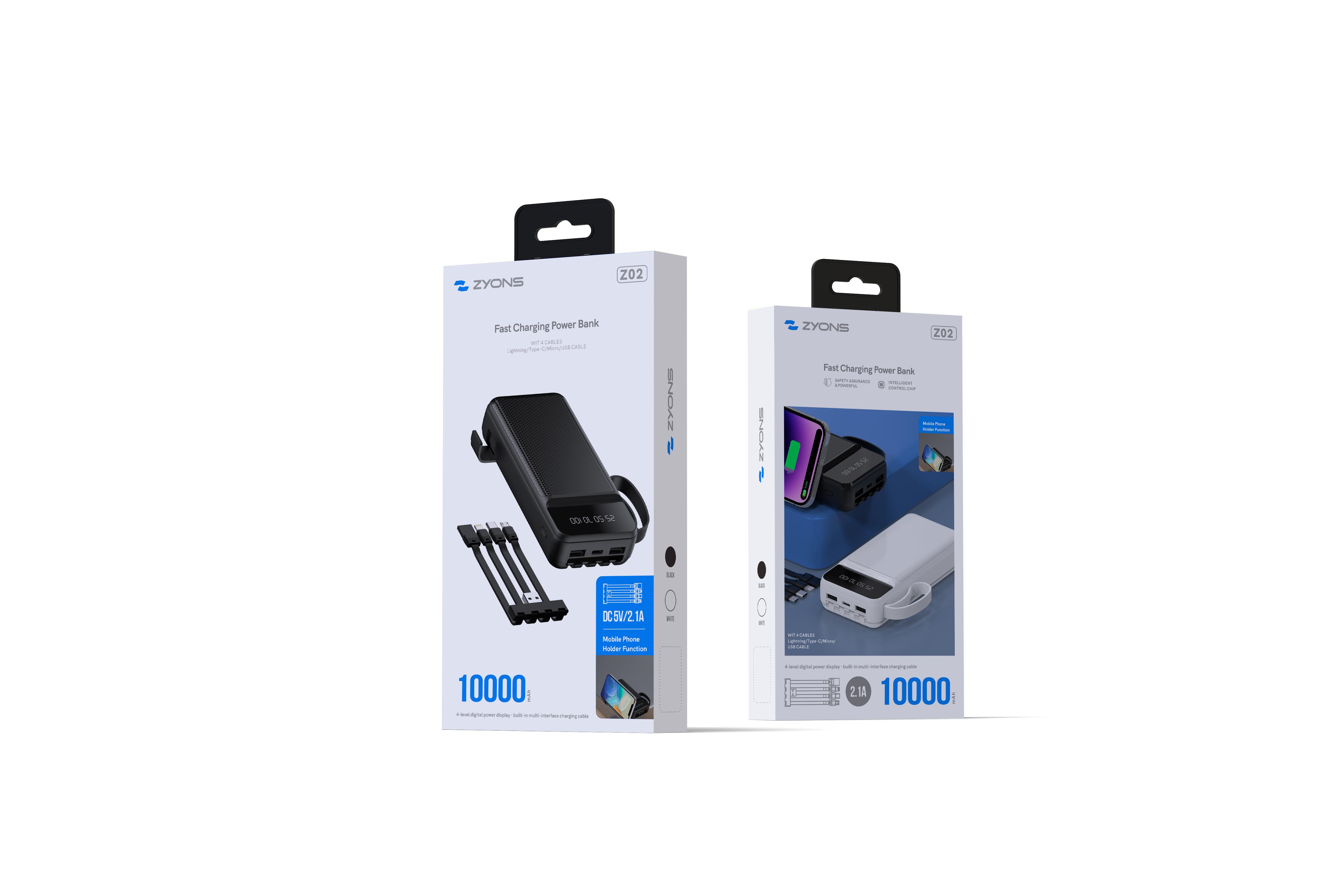Z02 Power Bank 10000mAh with 4 cables