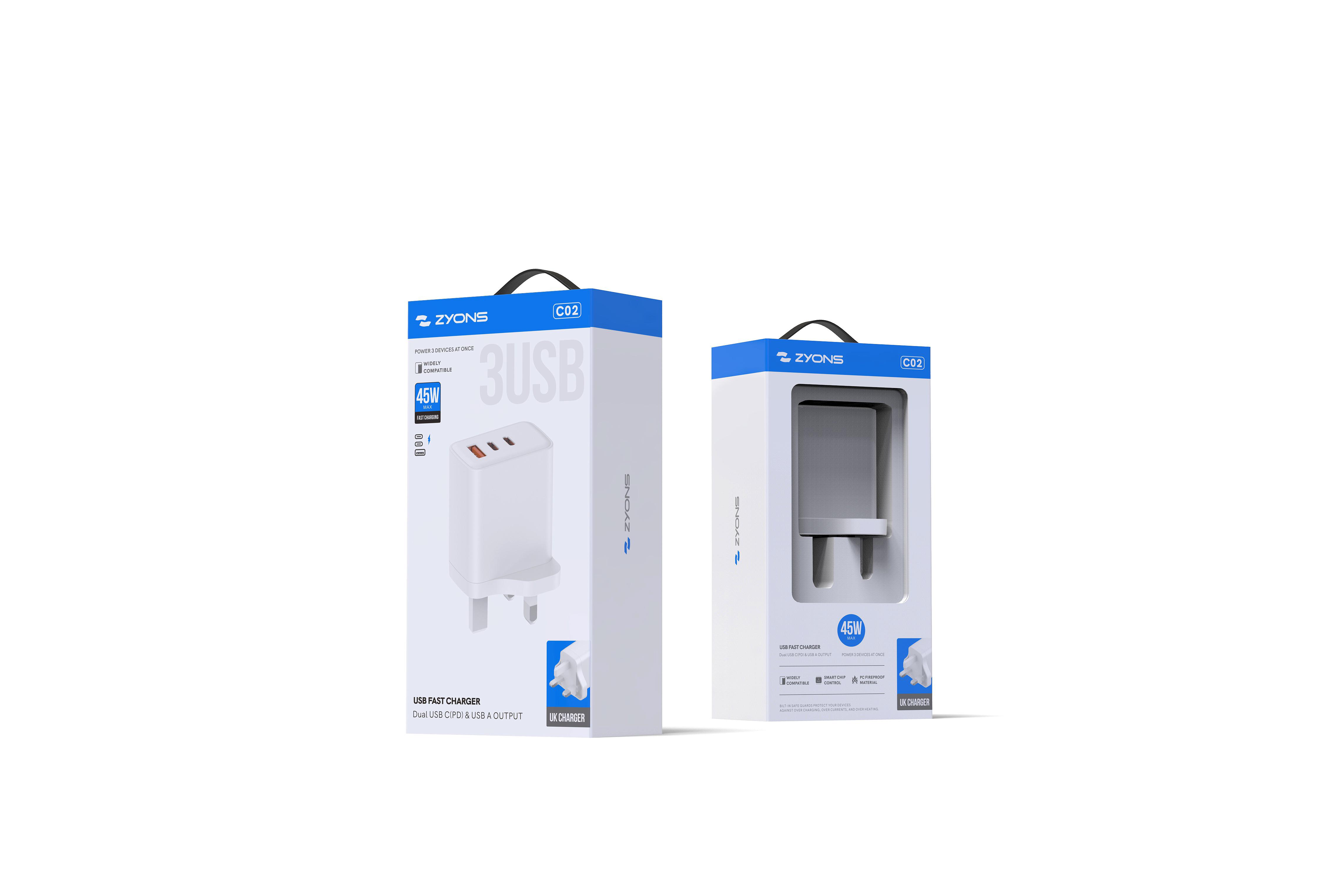 C02 Changer 45W & 3 USB(A+C)
