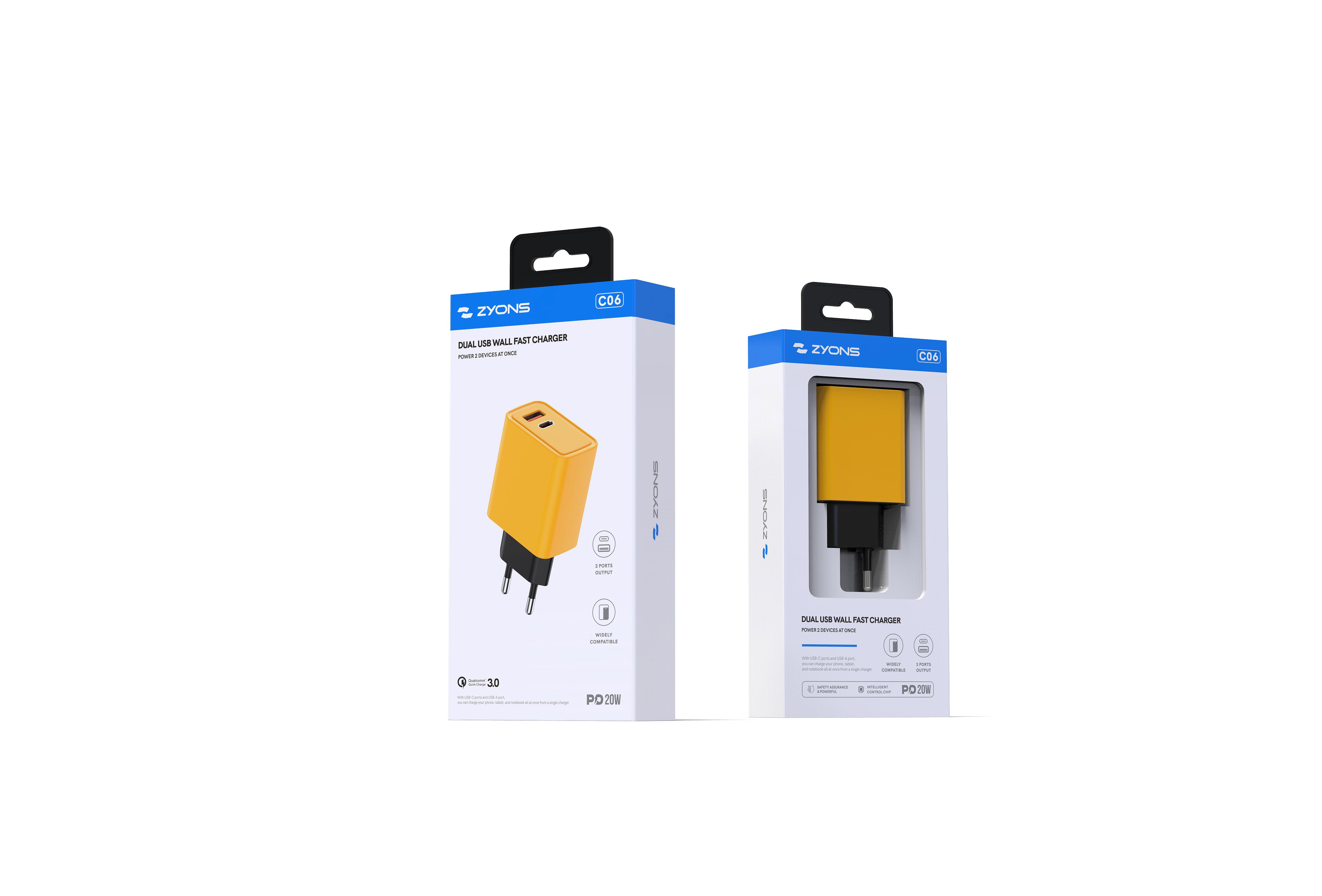C06 Charger PD 20W & 2 USB(A+C)