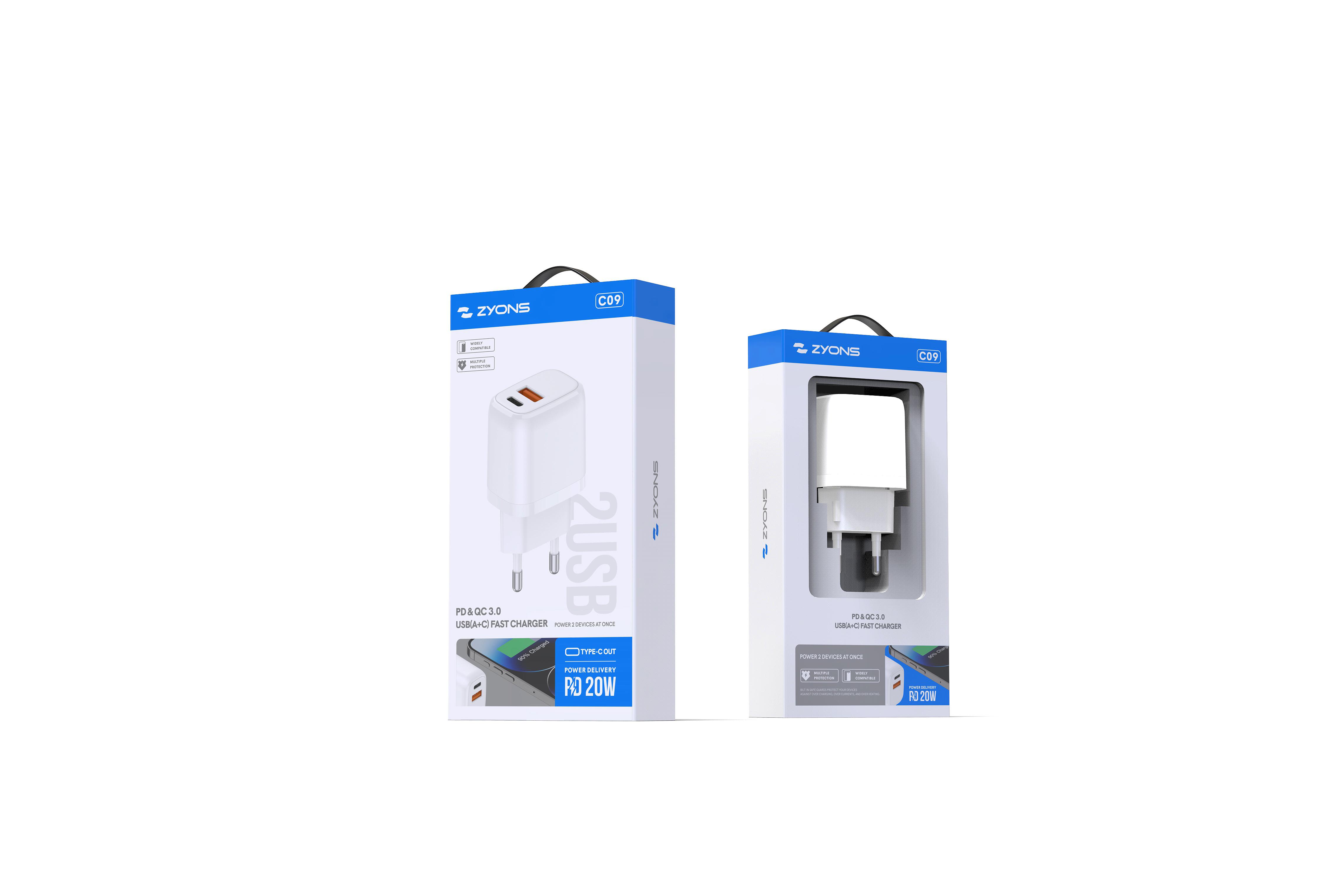 C09 Charger PD 20W & 2 USB(A+C)